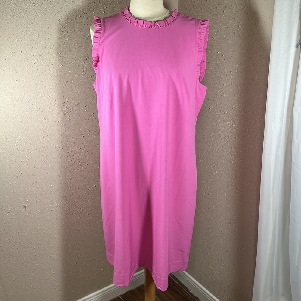 J. Crew Ruffleneck Suiting Bubblegum Pink Dress Women’s size 16 NEW - Picture 2 of 16